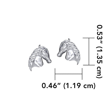 Equestrian Horse Silver Post Earrings TER1872 - Jewelry